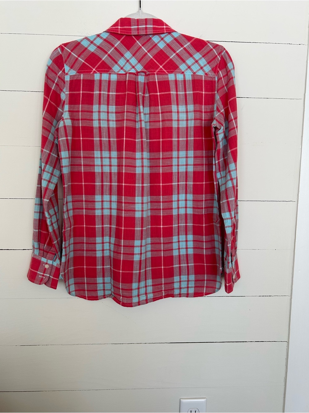 J. Crew Womens Red and Light Blue Plaid Button-Down Shirt, 100% Cotton Size XXS - Picture 2 of 6